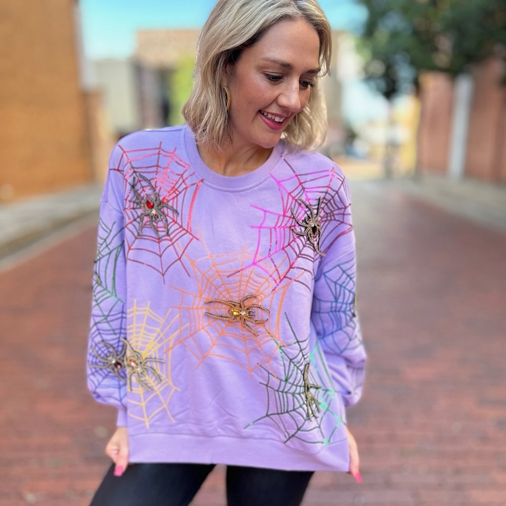 Purple Spider - Queen Of Sparkles Halloween Sweatshirt